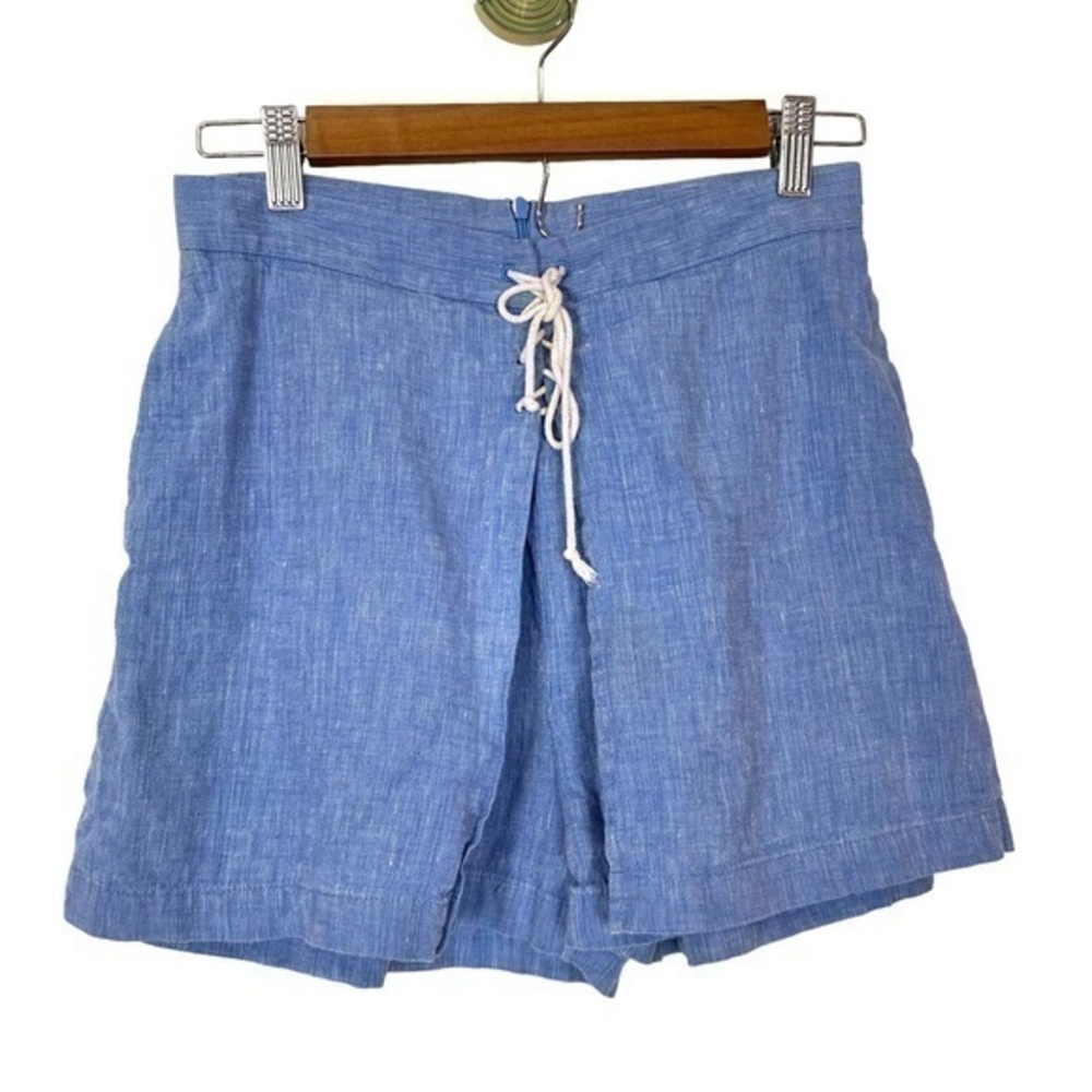 Thomas Sires Anthropologie Blue Lace Up Pleated Shorts coastal Skort 4 small